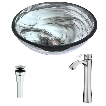 ANZZI Mezzo Slumber Wisp Vessel Sink with Harmony Brushed Nickel Faucet LSAZ054-095B